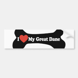Pegatina Para Coche Amo mi great dane - hueso de perro