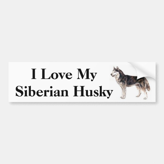 Pegatina Para Coche Amo mi husky siberiano (Frente)
