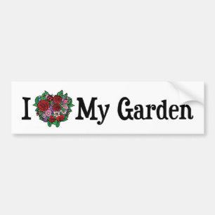 Pegatina Para Coche Amo mi jardín del corazón - Jardín de flores y ver
