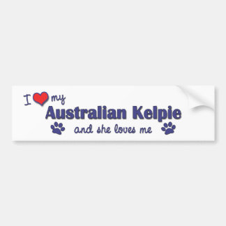 Pegatina Para Coche Amo mi Kelpie australiano (el perro femenino)
