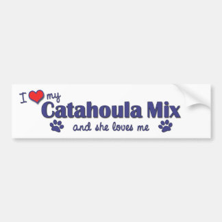 Pegatina Para Coche Amo mi mezcla de Catahoula (el perro femenino)