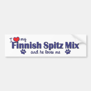 Pegatina Para Coche Amo mi mezcla finlandesa del perro de Pomerania
