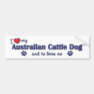 Pegatina Para Coche Amo mi perro australiano del ganado (el perro