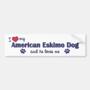 Pegatina Para Coche Amo mi perro esquimal americano (el perro