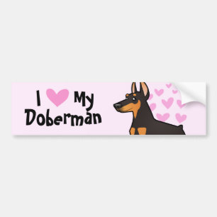 Pegatina Para Coche Amo mi Pinscher del Doberman (los oídos