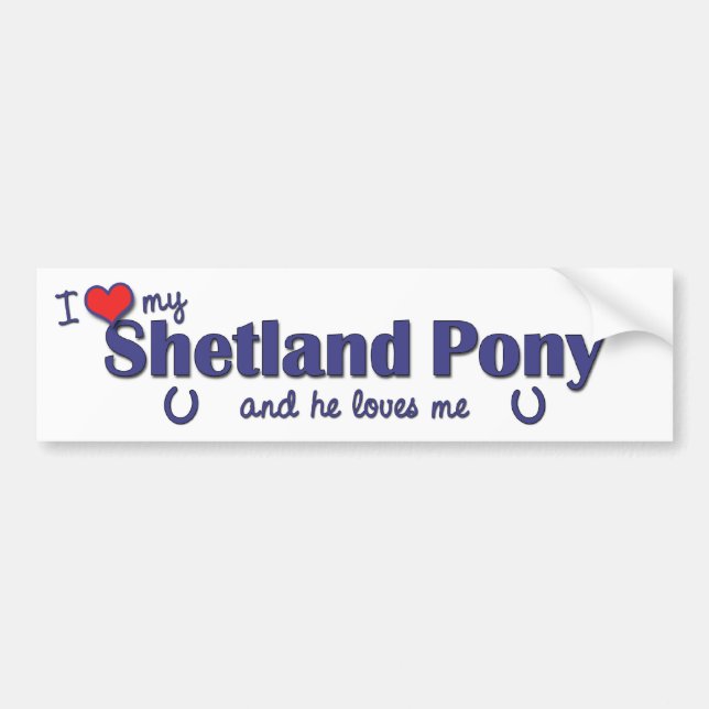 Pegatina Para Coche Amo mi potro de Shetland (el potro masculino) (Frente)