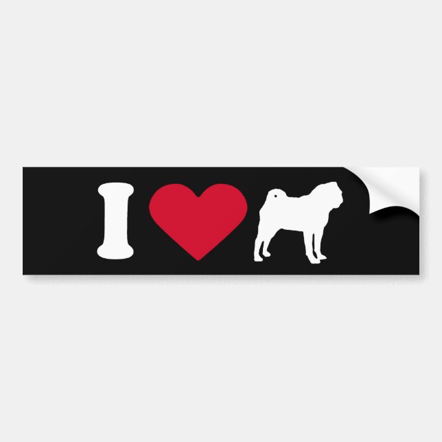 Pegatina Para Coche "Amo mi Pug" (Frente)