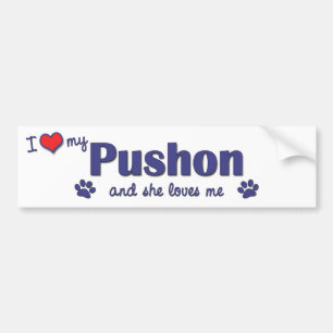 Pegatina Para Coche Amo mi Pushon (el perro femenino)