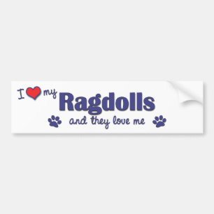 Pegatina Para Coche Amo mi Ragdolls (los gatos múltiples)