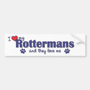Pegatina Para Coche Amo mi Rottermans (los perros múltiples)