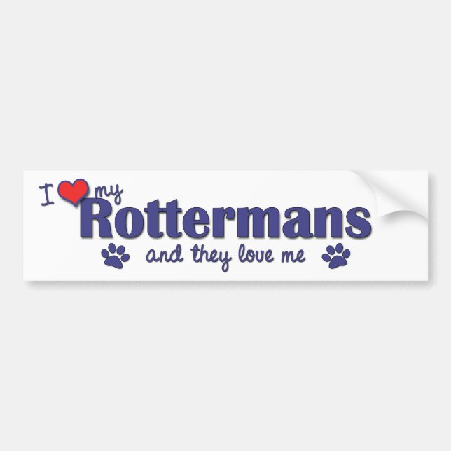Pegatina Para Coche Amo mi Rottermans (los perros múltiples) (Frente)