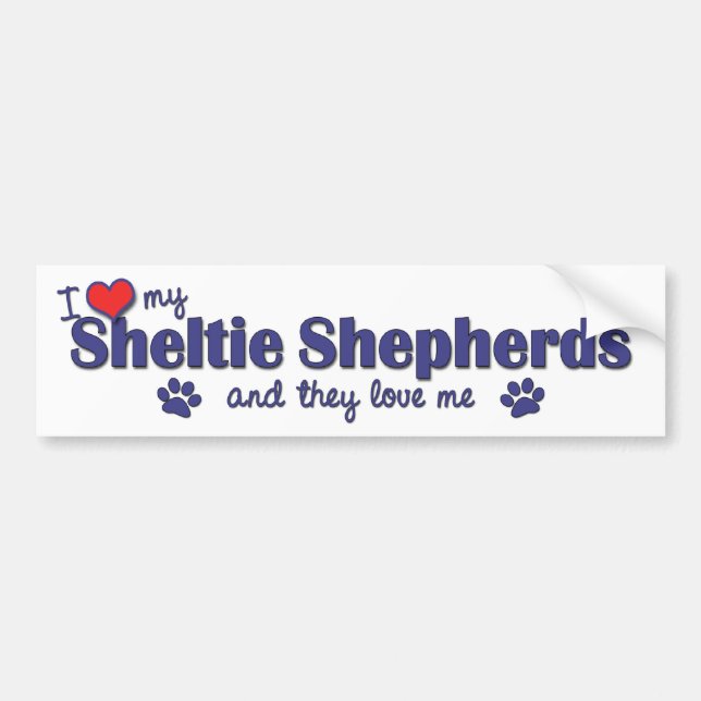 Pegatina Para Coche Amo mi Sheltie Shepherds (los perros múltiples) (Frente)