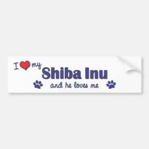 Pegatina Para Coche Amo mi Shiba Inu (el perro masculino)