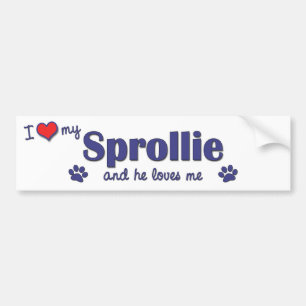 Pegatina Para Coche Amo mi Sprollie (el perro masculino)
