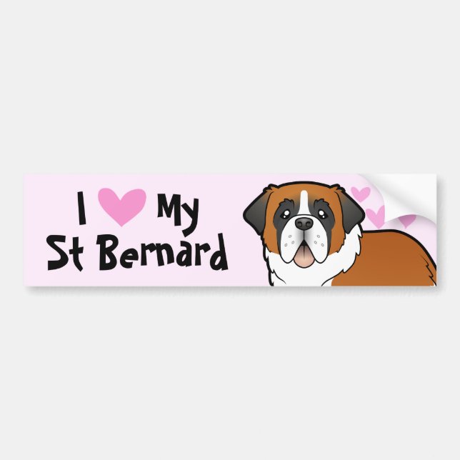 Pegatina Para Coche Amo mi St Bernard (Frente)