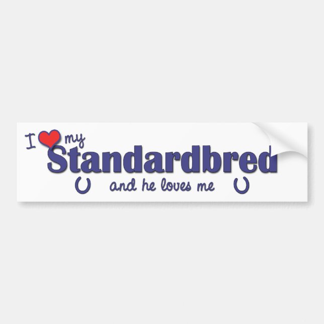 Pegatina Para Coche Amo mi Standardbred (el caballo masculino) (Frente)