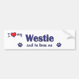 Pegatina Para Coche Amo mi Westie (el perro masculino)