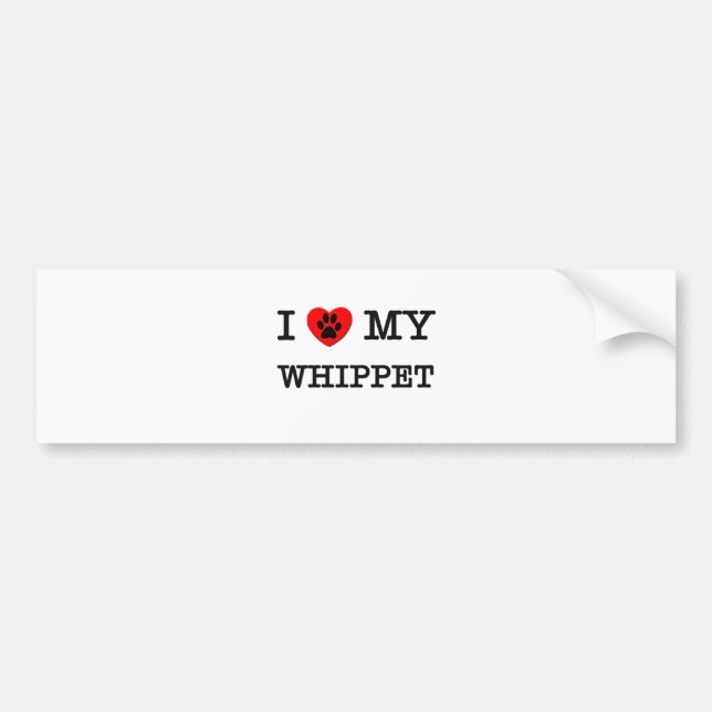 PEGATINA PARA COCHE AMO MI WHIPPET (Frente)