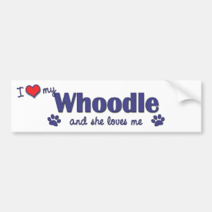 Pegatina Para Coche Amo mi Whoodle (el perro femenino)