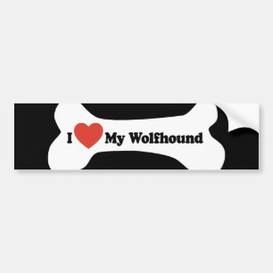 Pegatina Para Coche Amo mi Wolfhound - hueso de perro
