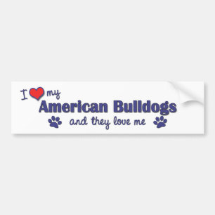 Pegatina Para Coche Amo mis bulldoges americanos (los perros