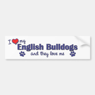 Pegatina Para Coche Amo mis bulldoges ingleses (los perros múltiples)