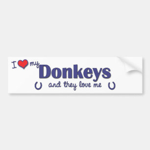 Pegatina Para Coche Amo mis burros (los burros múltiples)