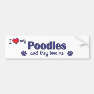 Pegatina Para Coche Amo mis caniches (los perros múltiples)