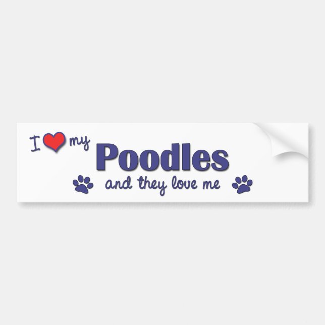 Pegatina Para Coche Amo mis caniches (los perros múltiples) (Frente)