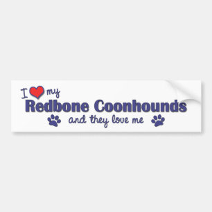 Pegatina Para Coche Amo mis Coonhounds de Redbone (los perros