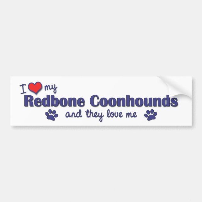 Pegatina Para Coche Amo mis Coonhounds de Redbone (los perros (Frente)