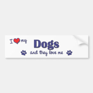 Pegatina Para Coche Amo mis perros (los perros múltiples)