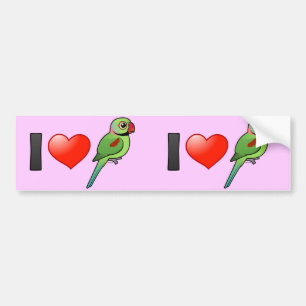Pegatina Para Coche Amo Parakeets del Alexandrine