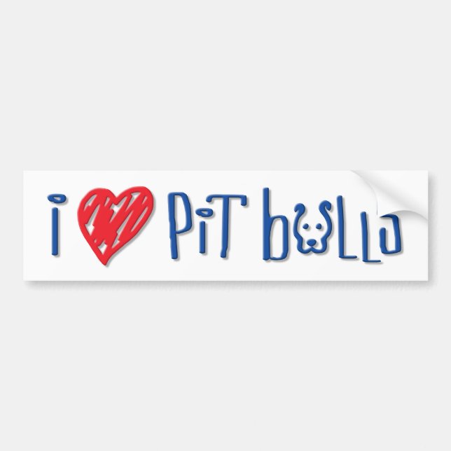 Pegatina Para Coche Amo pitbulls (Frente)