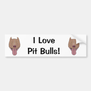 Pegatina Para Coche ¡Amo pitbulls! - Retrato sonriente del pitbull