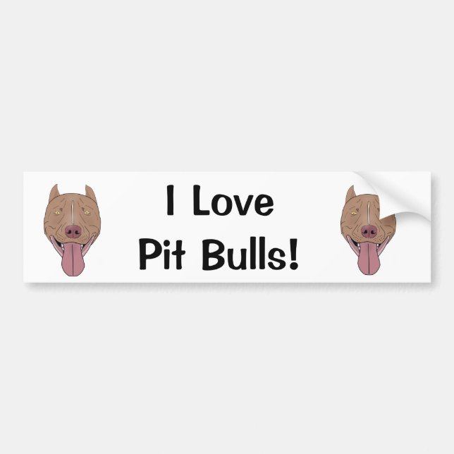 Pegatina Para Coche ¡Amo pitbulls! - Retrato sonriente del pitbull (Frente)