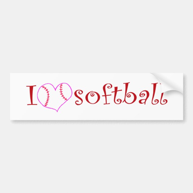 Pegatina Para Coche Amo softball (Frente)