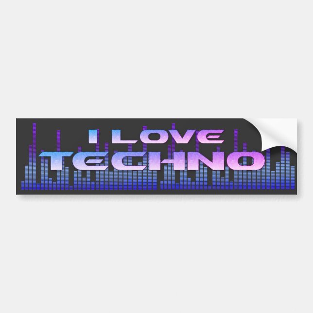 Pegatina Para Coche Amo Techno (Frente)
