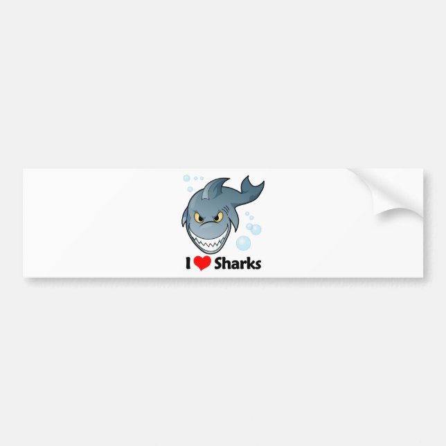 Pegatina Para Coche Amo tiburones (Frente)