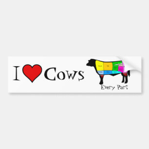 Pegatina Para Coche Amo vacas…. Cada parte