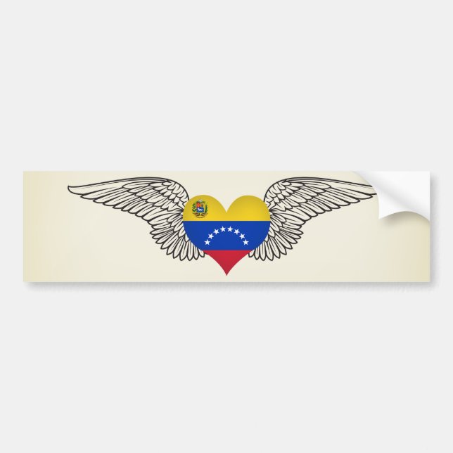Pegatina Para Coche Amo Venezuela - alas (Frente)