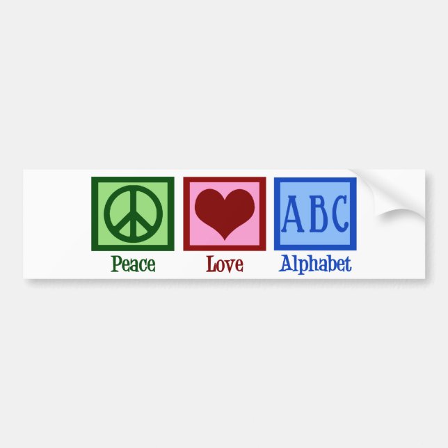 Pegatina Para Coche Amor ABC de la paz (Frente)