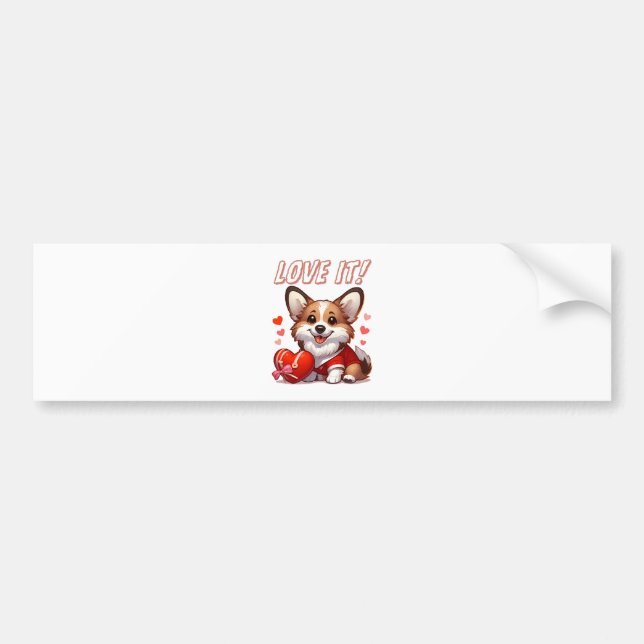 Pegatina Para Coche Amor de Corgi Adorable (Frente)
