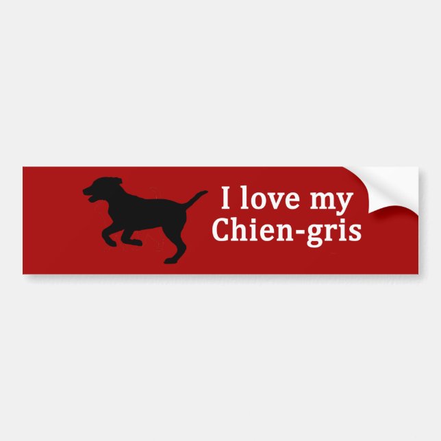 Pegatina Para Coche Amor del perro de Chien-gris (Frente)