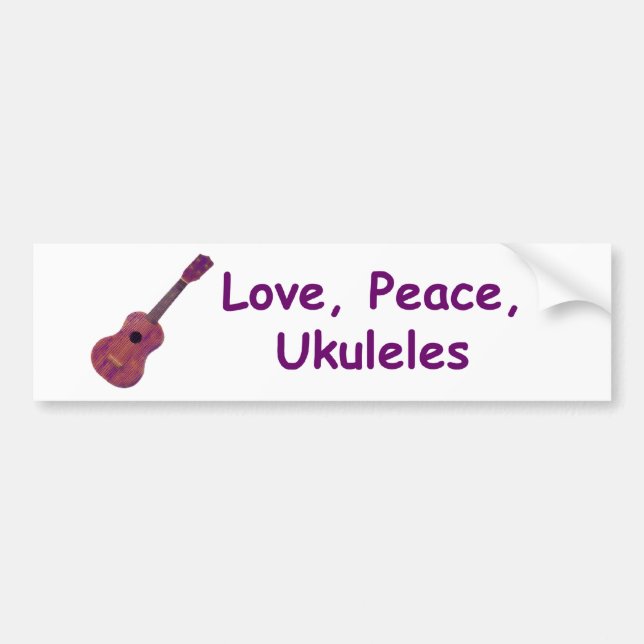 Pegatina Para Coche Amor, paz, Ukuleles (Frente)