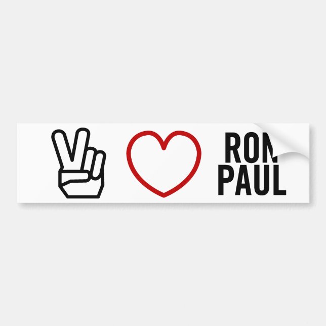 Pegatina Para Coche Amor Ron Paul de la paz (Frente)