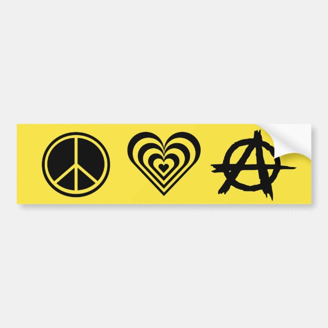 Pegatina Para Coche Amor y anarquía de la paz (Frente)