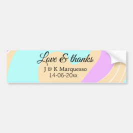 Pegatina Para Coche Amor y gracias nombre boda de mármol colorido