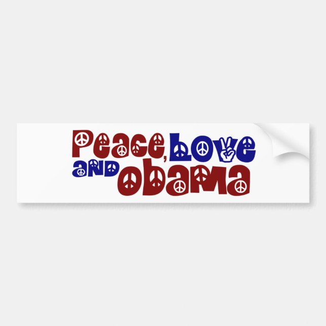 Pegatina Para Coche Amor y Obama de la paz (Frente)