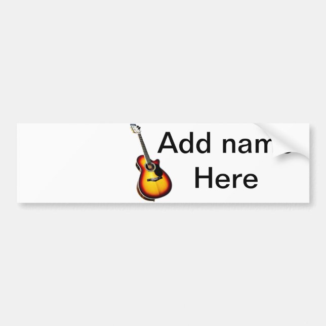 Pegatina Para Coche Añadir el nombre texto guitarra acústica marrón ed (Frente)